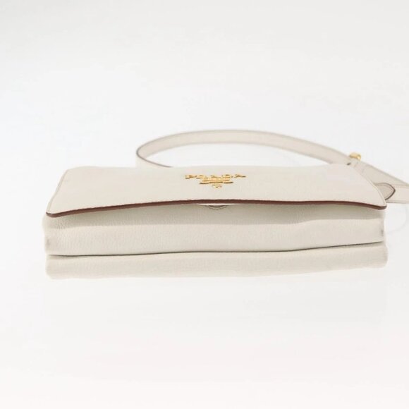 PRADA Shoulder Bag Leather White Gold Auth ep11182 - Picture 7 of 16